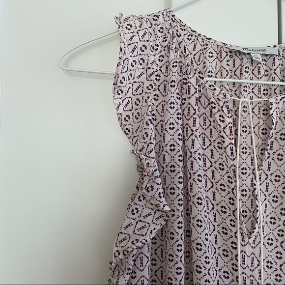 SOLD ON CURTSY | Madewell Silk Lily Ruffle Top in Echo Grid - Picture 6 of 9